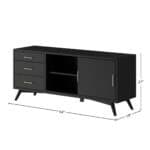 Black Mid Century Modern Mahogany TV Console with Rolling Doors 22 Black Mid Century Modern Mahogany TV Console with Rolling Doors