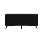 Black Mid Century Modern Mahogany TV Console with Rolling Doors 15 Black Mid Century Modern Mahogany TV Console with Rolling Doors