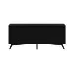 Black Mid Century Modern Mahogany TV Console with Rolling Doors 20 Black Mid Century Modern Mahogany TV Console with Rolling Doors