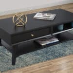 Mid Century Modern Black Mahogany Coffee Table with Storage