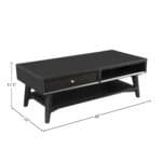 Mid Century Modern Black Mahogany Coffee Table with Storage