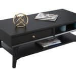 Mid Century Modern Black Mahogany Coffee Table with Storage