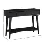 Mahogany Veneer Mid Century Modern Black Console Table with Drawers