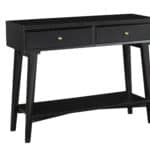 Mahogany Veneer Mid Century Modern Black Console Table with Drawers
