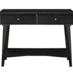 Mahogany Veneer Mid Century Modern Black Console Table with Drawers