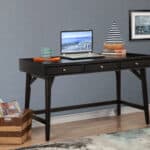 Black Mid Century Modern Mahogany Desk With Three Drawers
