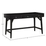 Black Mid Century Modern Mahogany Desk With Three Drawers