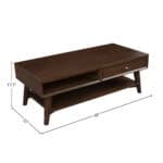 Walnut Mid Century Modern Coffee Table with Drawer and Shelf