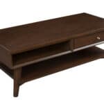 Walnut Mid Century Modern Coffee Table with Drawer and Shelf
