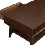 Walnut Mid Century Modern Coffee Table with Drawer and Shelf