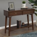 Walnut Mahogany Mid Century Modern Console Table With Drawers