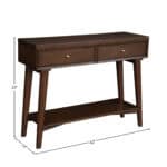 Walnut Mahogany Mid Century Modern Console Table With Drawers