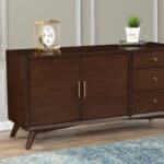 Mid Century Walnut Sideboard Mahogany Veneer with Adjustable Shelves