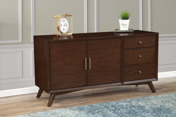 Mid Century Walnut Sideboard Mahogany Veneer with Adjustable Shelves