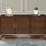 Mid Century Walnut Sideboard Mahogany Veneer with Adjustable Shelves