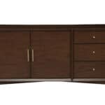 Mid Century Walnut Sideboard Mahogany Veneer with Adjustable Shelves