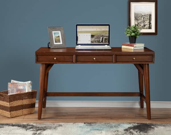 Walnut Mid Century Modern Mahogany Desk with 3 Drawers