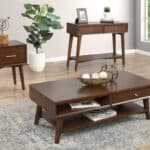 Walnut Mahogany Mid Century Modern Console Table With Drawers