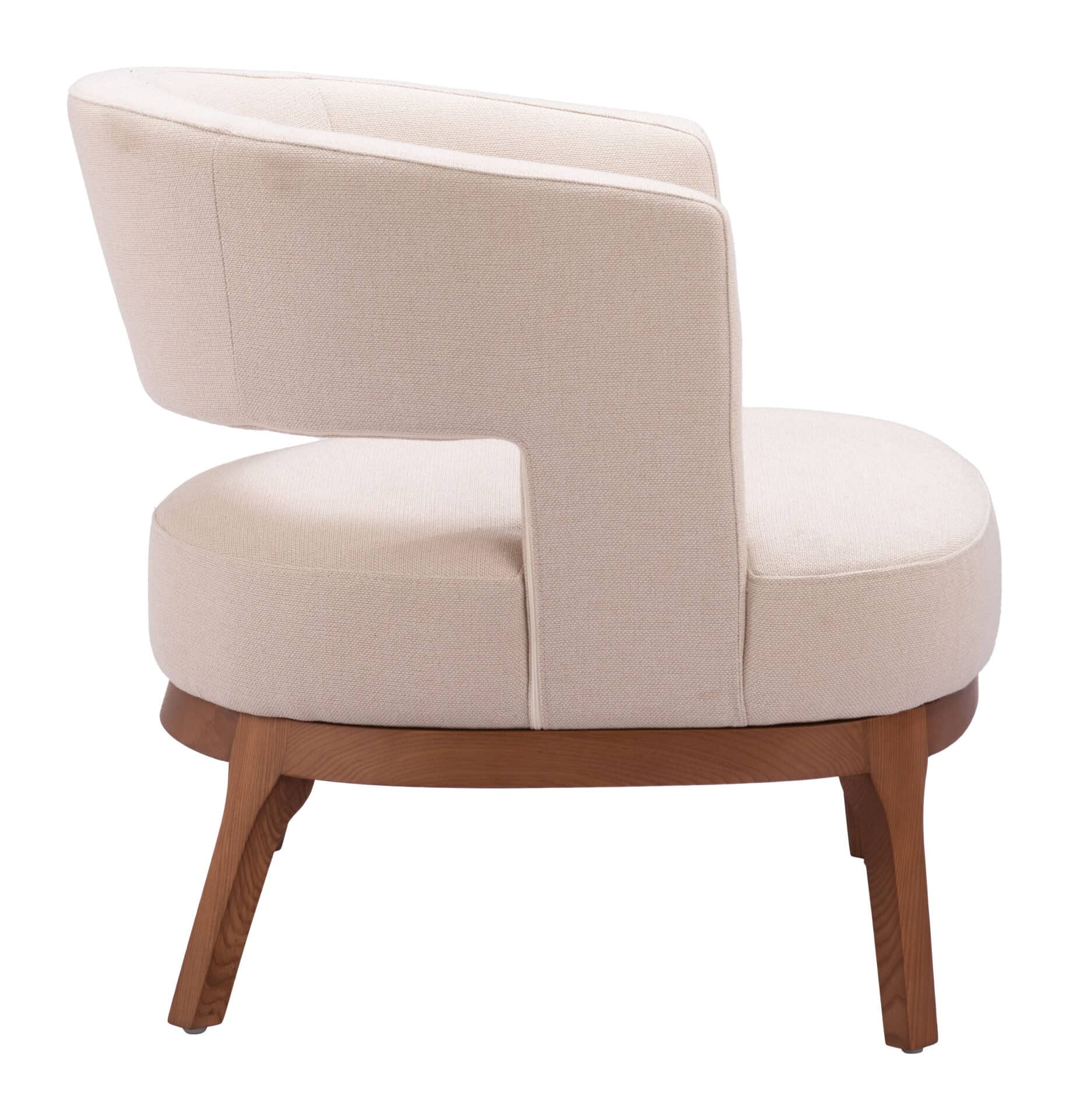 Beige Accent Chair with Wood Base and Durable Vinyl Upholstery 4 Beige Accent Chair with Wood Base and Durable Vinyl Upholstery - Image 4