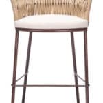 Outdoor Modern Barstool with Cushions and Steel Frame (Set of 2)