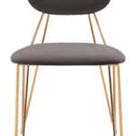 Gray Velvet Dining Chair with Gold Steel Legs (Set of 2) 14 Gray Velvet Dining Chair with Gold Steel Legs (Set of 2)