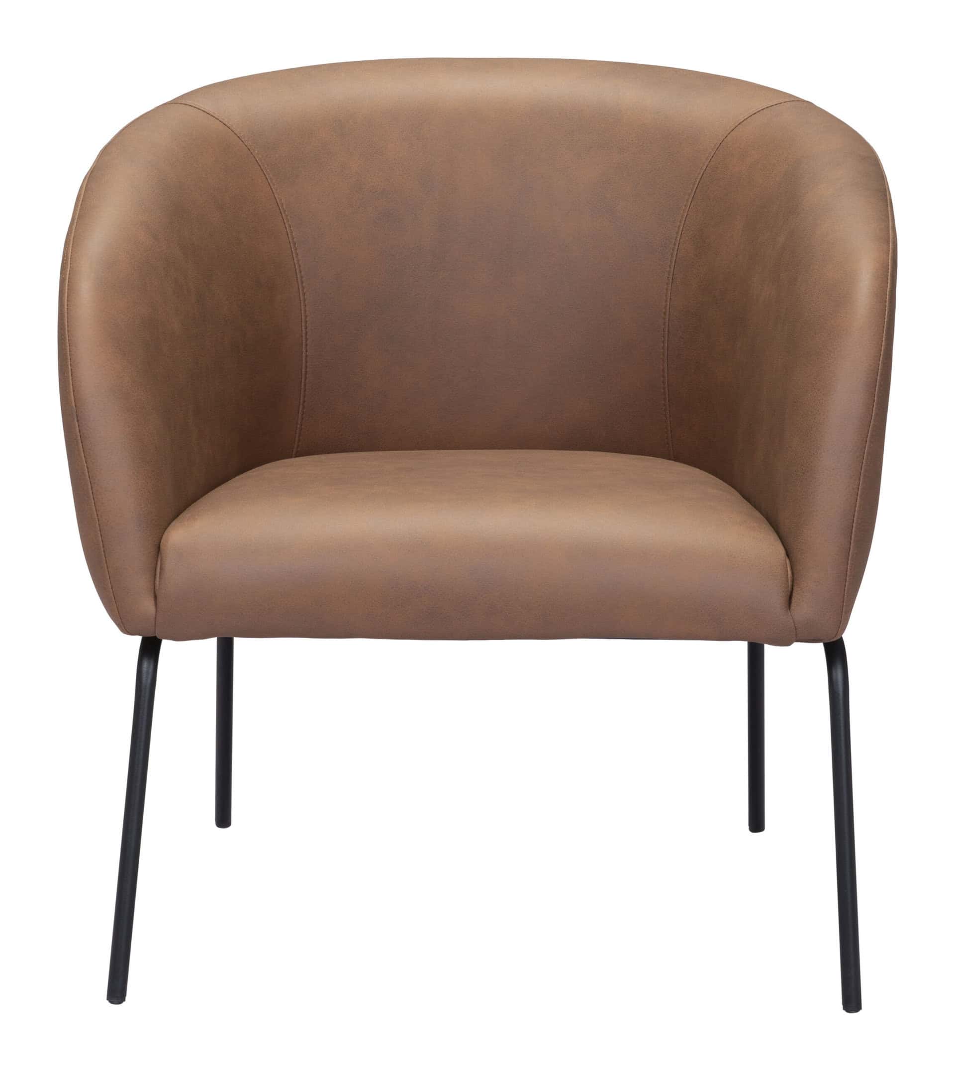Vintage Brown Faux Leather Accent Chair with Steel Legs 15 Vintage Brown Faux Leather Accent Chair with Steel Legs