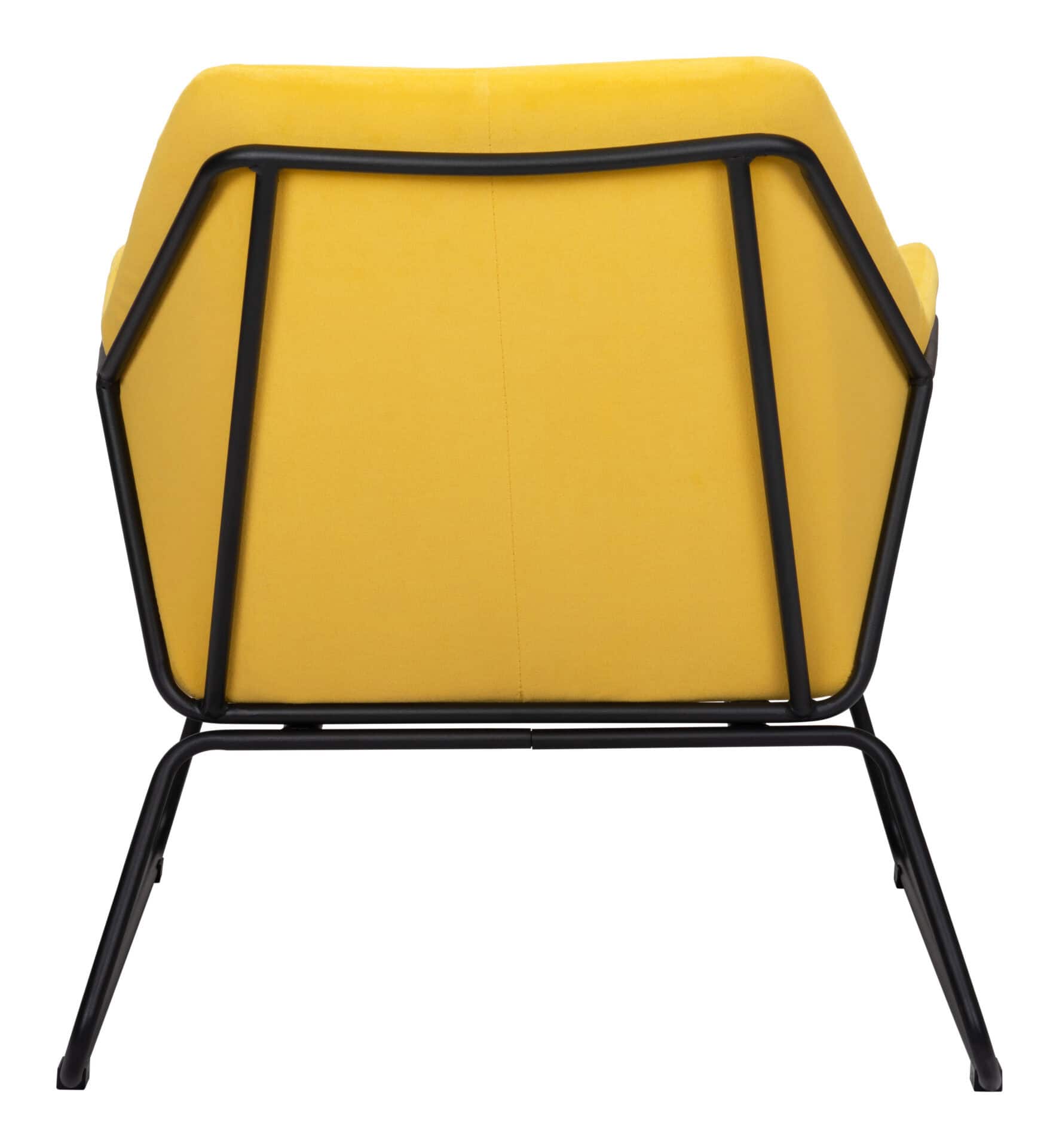 Yellow Velvet Accent Chair with Powder Coated Steel Legs 5 Yellow Velvet Accent Chair with Powder Coated Steel Legs - Image 5