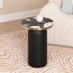 Multicolor Marble and Steel Round Side Table