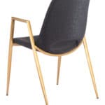 Black and Gold Mid-Century Modern Dining Chair with Faux Leather (Set of 2)