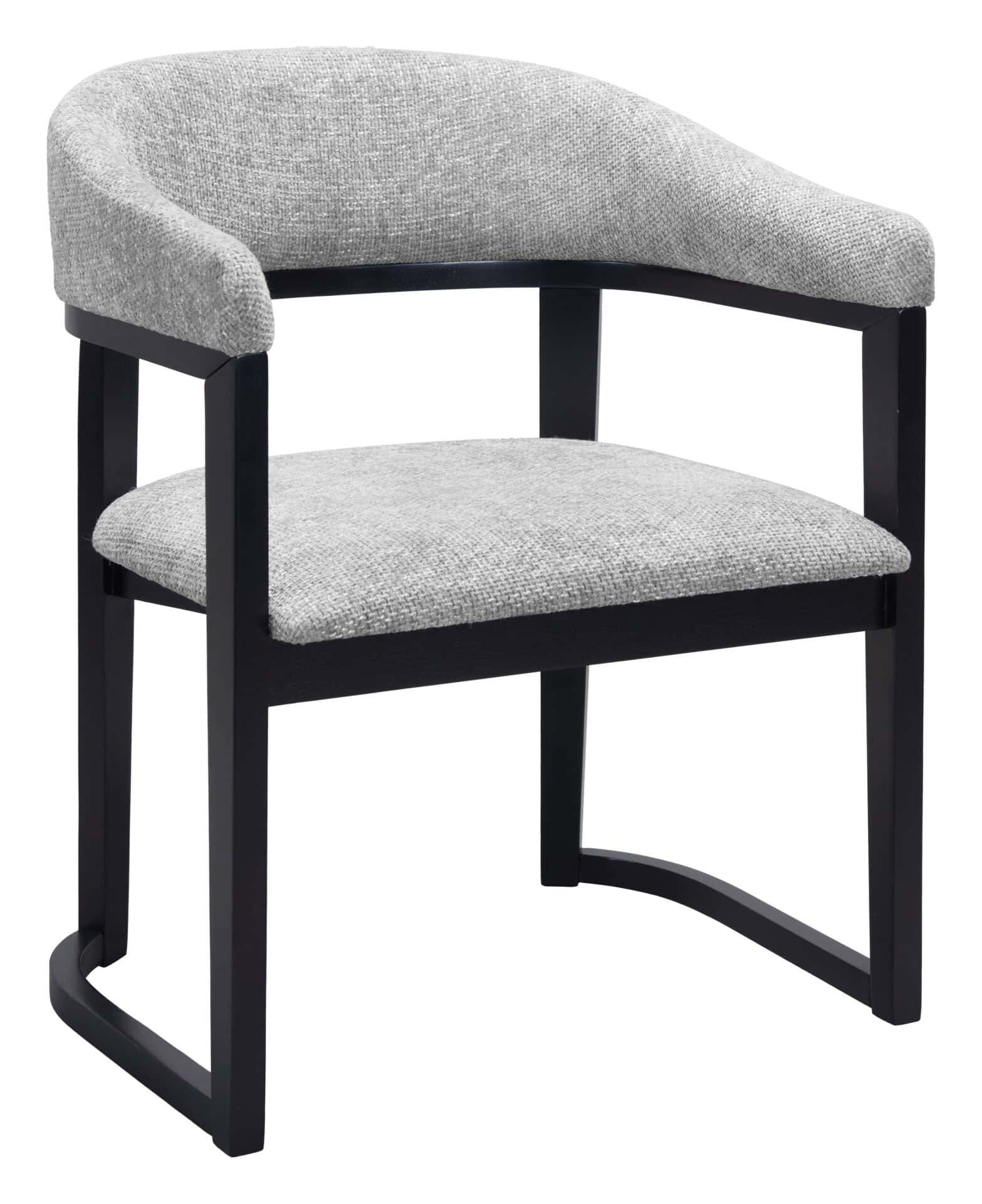 Modern Gray Dining Chair with Armrests and Rubberwood Legs 1 Modern Gray Dining Chair with Armrests and Rubberwood Legs