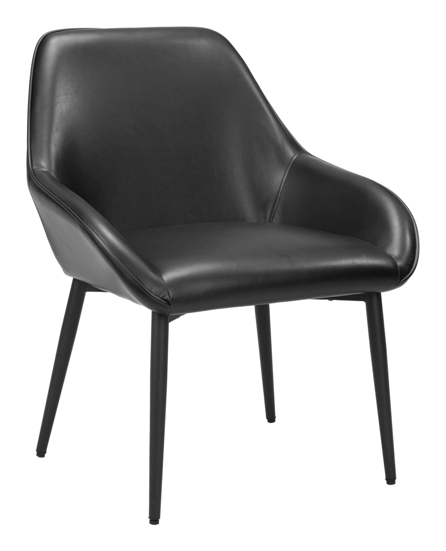 Black Modern Faux Leather Dining Chair with Steel Frame (Set of 2) 1 Black Modern Faux Leather Dining Chair with Steel Frame (Set of 2)