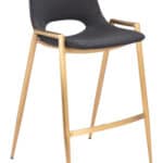 Black and Gold Mid-Century Modern Counter Stool with Armrests (Set of 2)