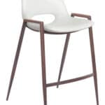 White Walnut Faux Leather Mid-Century Modern Counter Stool (Set of 2)