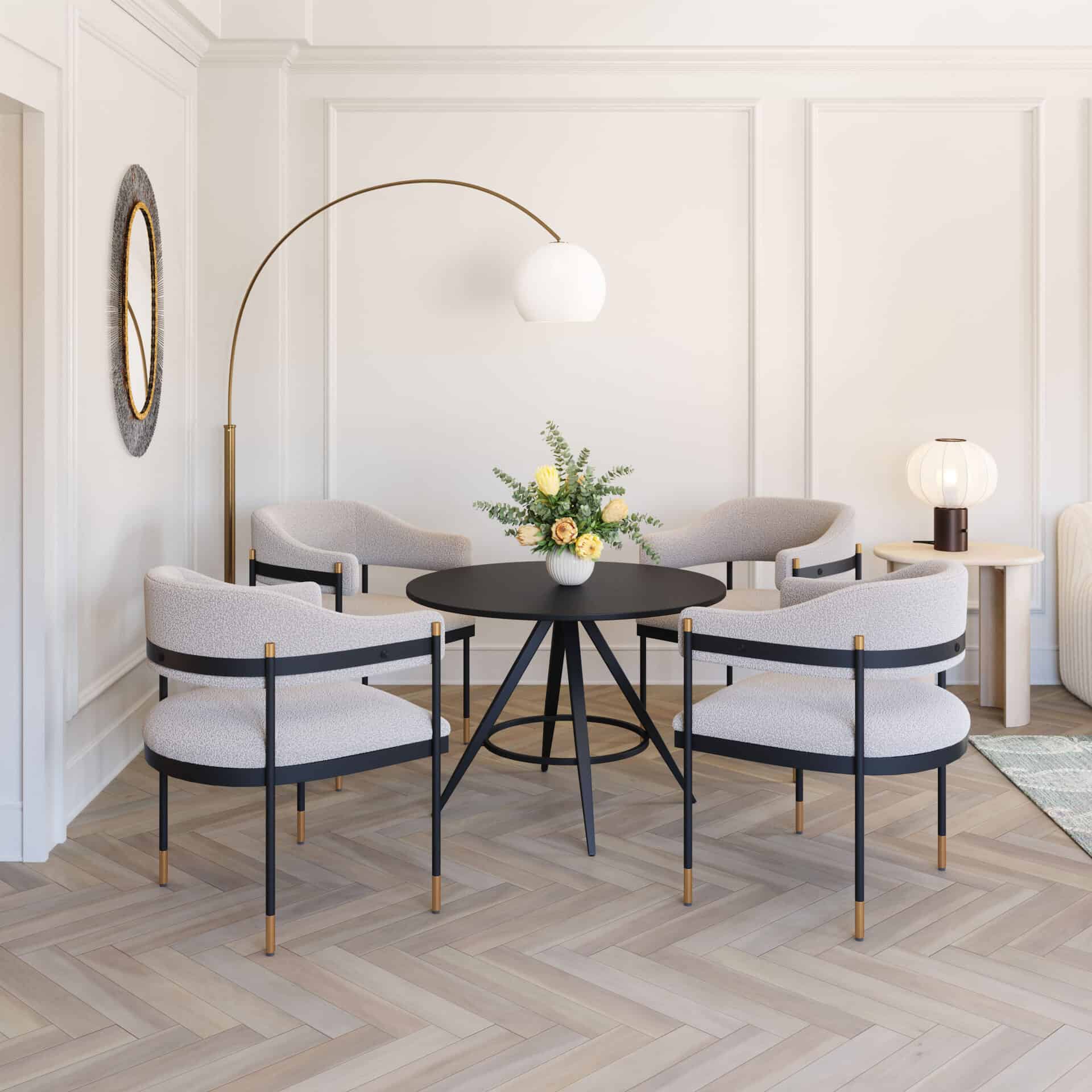 Mid-Century Modern Round Dining Table with Industrial Design Elements 2 Mid-Century Modern Round Dining Table with Industrial Design Elements - Image 2