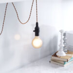 Black Plug-In Ceiling Lamp with Braided Wire and Adjustable Hanging
