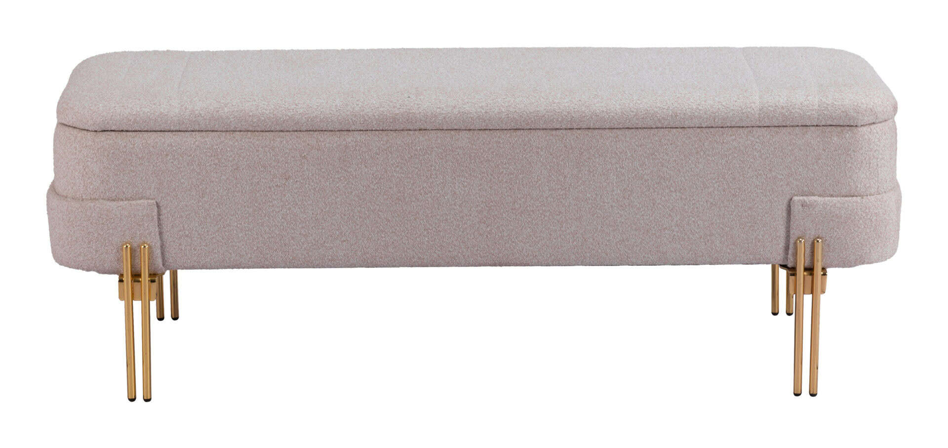 Oatmeal Beige Storage Bench with Hidden Compartment and Steel Legs 4 Oatmeal Beige Storage Bench with Hidden Compartment and Steel Legs - Image 4