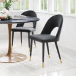 Modern Black Velvet Dining Chair with Steel Legs (Set of 2) 10 Modern Black Velvet Dining Chair with Steel Legs (Set of 2)