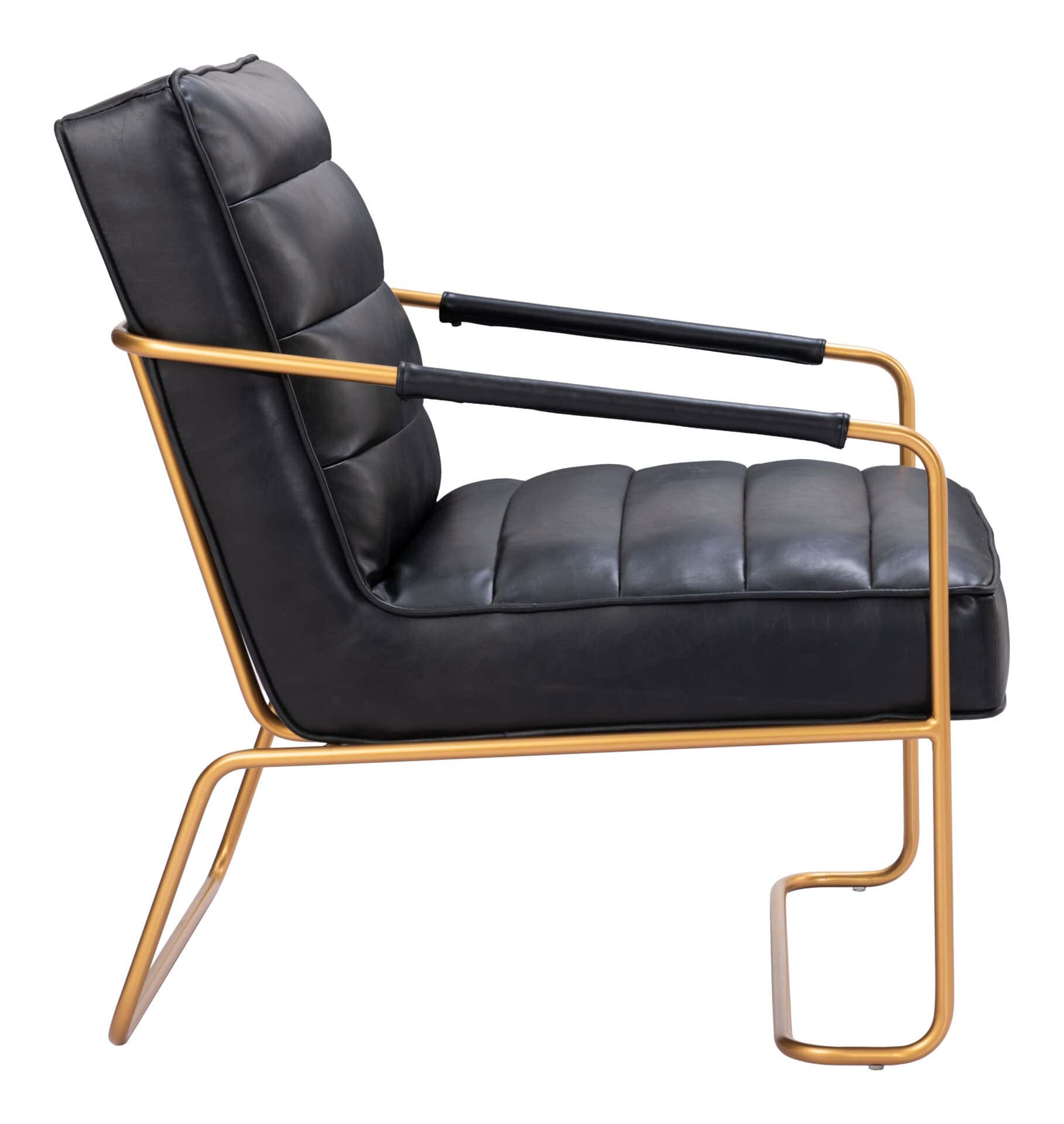 Modern Tufted Vinyl Accent Chair with Powder-Coated Steel Base 3 Modern Tufted Vinyl Accent Chair with Powder-Coated Steel Base - Image 3