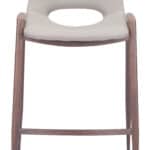 Mid-Century Modern Beige Counter Stool with Walnut Legs (Set of 2)