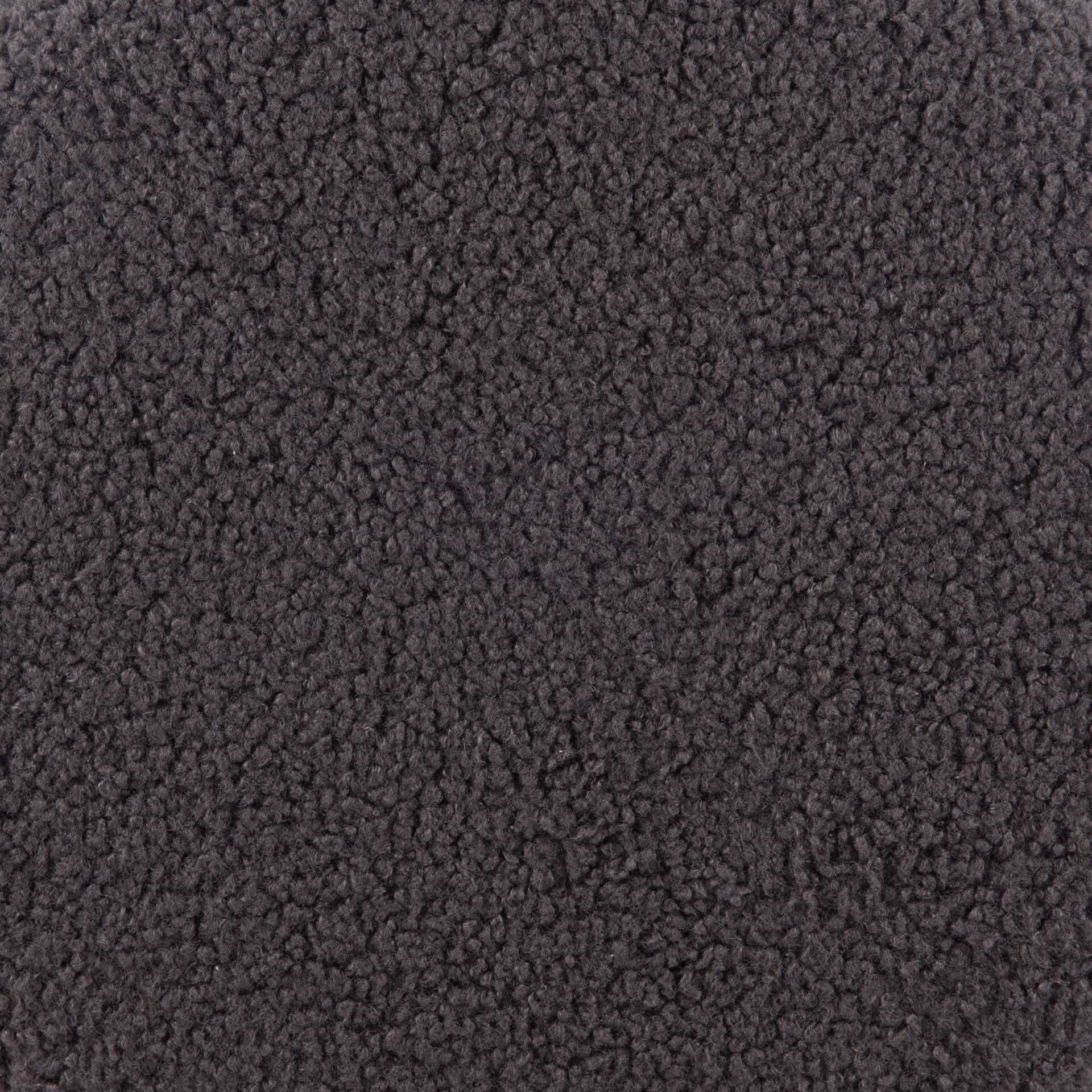 Dark Gray Shearling Ottoman with Stainless Steel Base Ring 5 Dark Gray Shearling Ottoman with Stainless Steel Base Ring - Image 5
