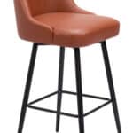 Modern Brown Swivel Barstool with Faux Leather and Steel Frame 11 Modern Brown Swivel Barstool with Faux Leather and Steel Frame
