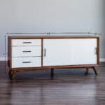 Mid Century Acorn and White Mahogany TV Console 10 Mid Century Acorn and White Mahogany TV Console