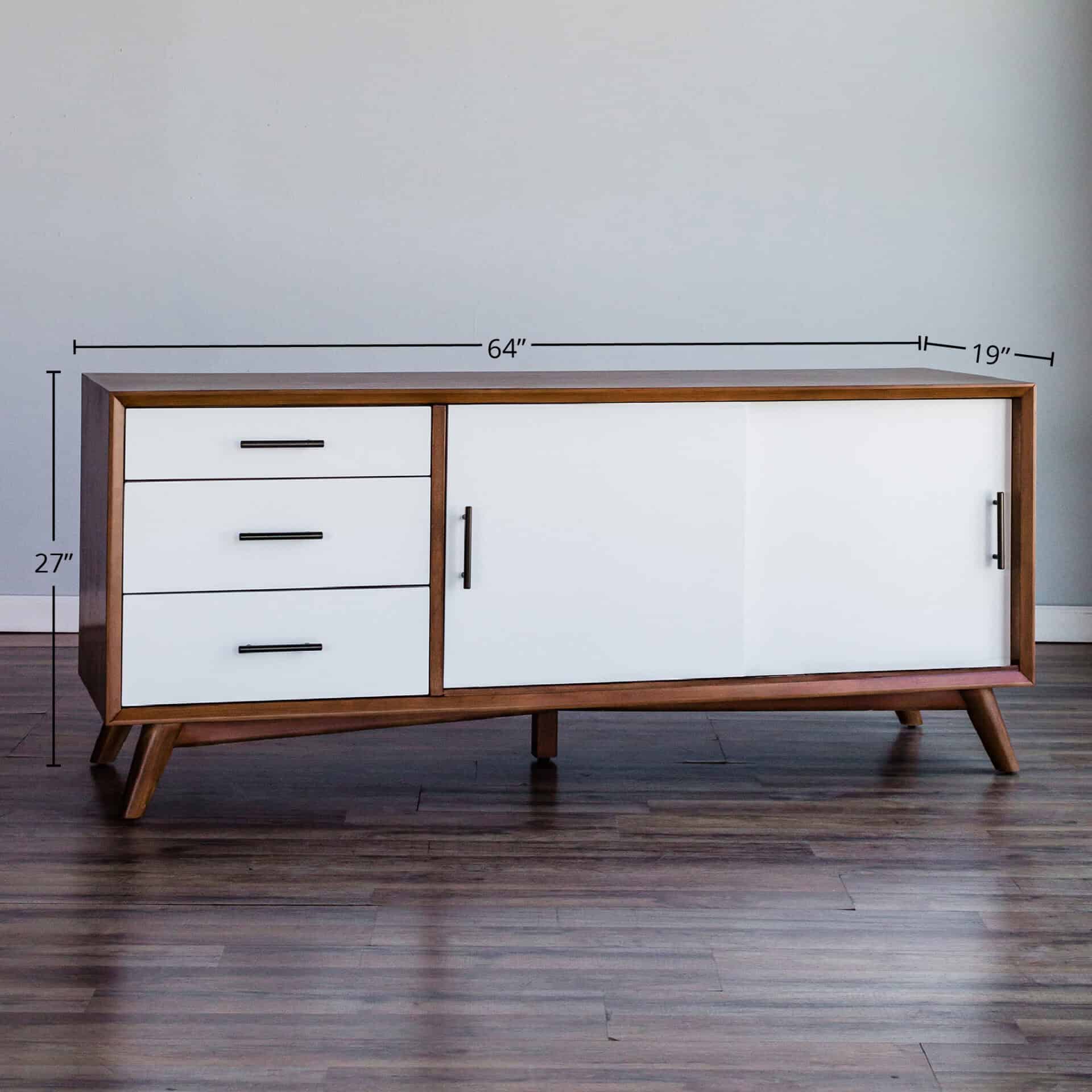 Mid Century Acorn and White Mahogany TV Console 5 Mid Century Acorn and White Mahogany TV Console - Image 5