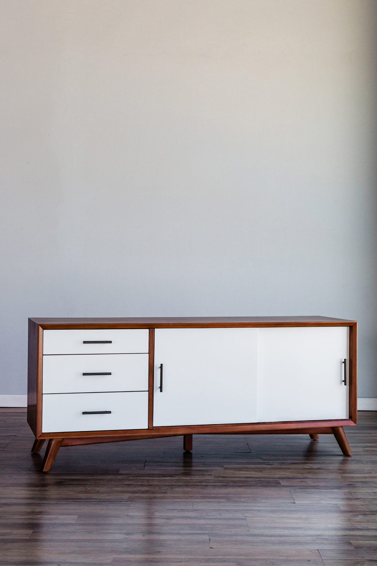 Mid Century Acorn and White Mahogany TV Console 2 Mid Century Acorn and White Mahogany TV Console - Image 2