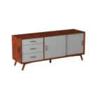 Mid Century Acorn and White Mahogany TV Console 8 Mid Century Acorn and White Mahogany TV Console
