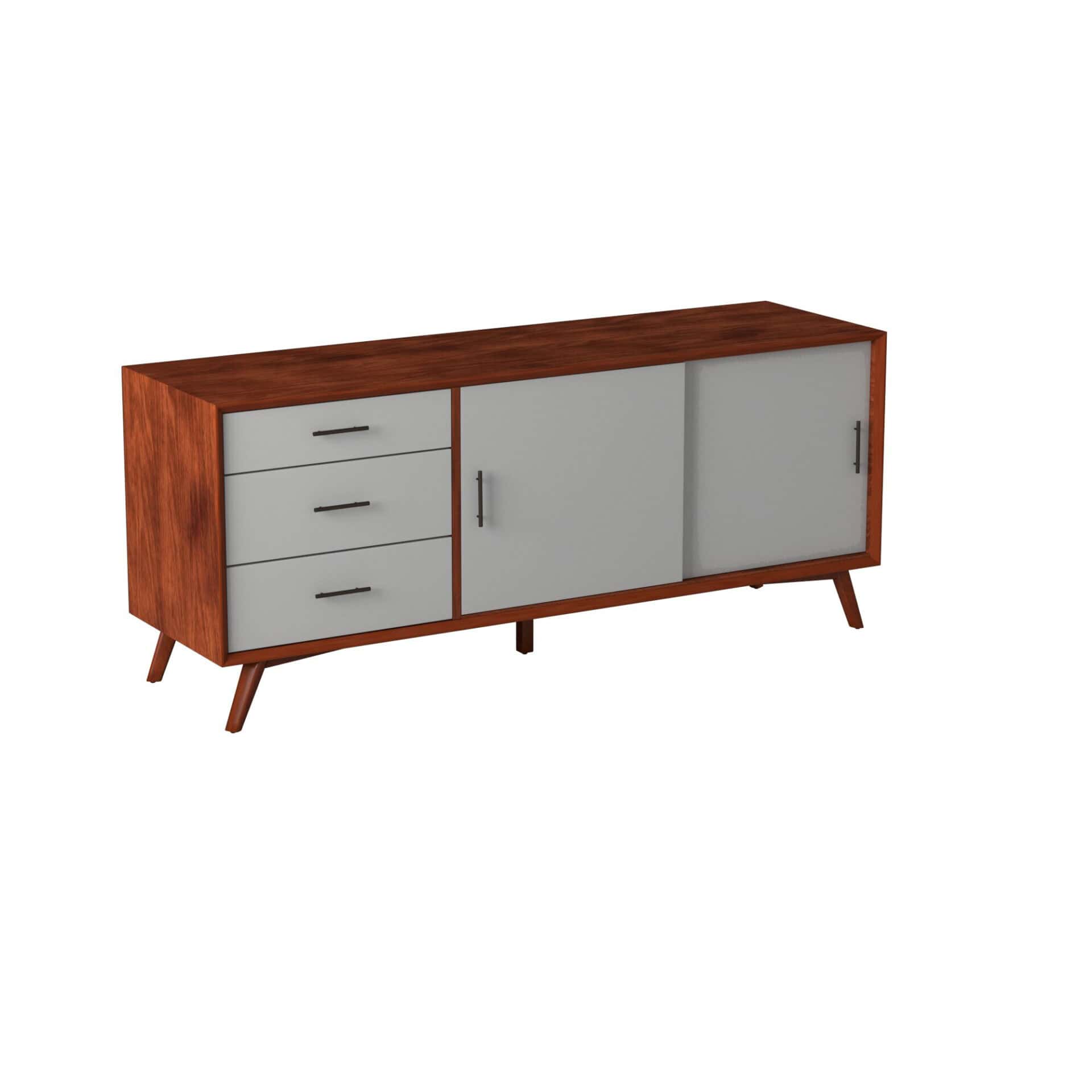 Mid Century Acorn and White Mahogany TV Console 3 Mid Century Acorn and White Mahogany TV Console - Image 3