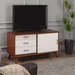 Mid Century Modern Mahogany TV Console Acorn and White 11 Mid Century Modern Mahogany TV Console Acorn and White