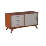Mid Century Modern Mahogany TV Console Acorn and White 9 Mid Century Modern Mahogany TV Console Acorn and White