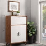 Mid Century Modern Bar Cabinet Acorn and White Mahogany