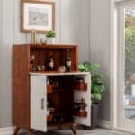 Mid Century Modern Bar Cabinet Acorn and White Mahogany